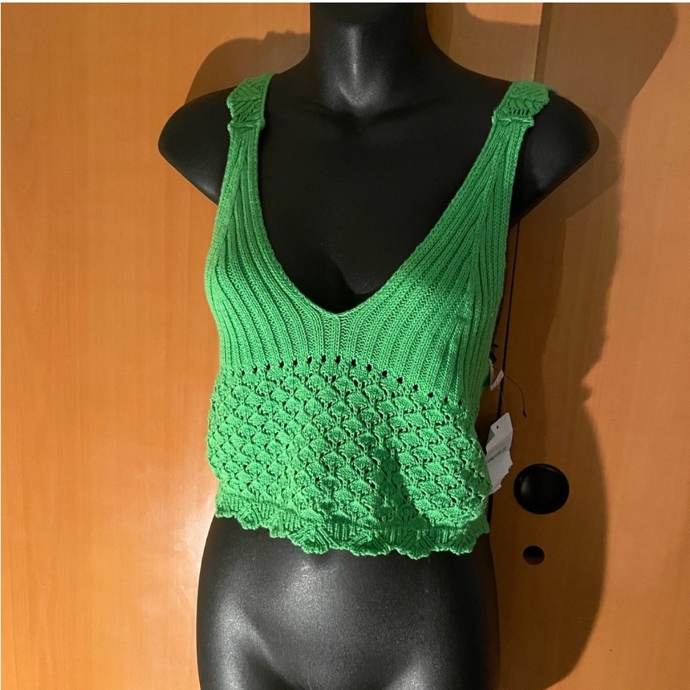 Forever 21 Green Ribbed Crop Tank Top